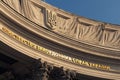 Gold text on the wall: Ministry of Foreign Affairs of Ukraine. Detailed view of the top of building Royalty Free Stock Photo