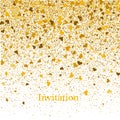 Gold texture of glitter in the shape of heart on a white background. Holiday background. Golden grainy abstract texture Royalty Free Stock Photo