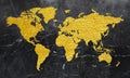 Gold Texture World Map black background