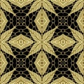 Gold textured abstract vector seamless pattern. Tribal ornamental lace background. Repeat ethnic grid backdrop Royalty Free Stock Photo