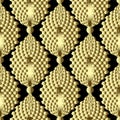 Gold textured 3d cells vector seamless pattern. Modern abstract honeycombs background. Decorative repeat ornamental backdtop. Royalty Free Stock Photo