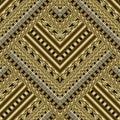 Gold textured ornate geometric 3d vector seamless pattern. Greek