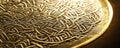 A gold textured surface with intricate, Celtic knotwork patterns engraved into the metal, adding a Royalty Free Stock Photo