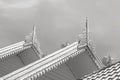 Gold thai pattern on the roof of building at noon sunlight in wat sareesriboonkam in lampoon temple public location