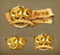 Gold theater masks icons