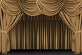 Gold Theater Stage Draped With Curtains