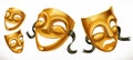 Gold theatrical masks. Comedy and tragedy vector icon Royalty Free Stock Photo