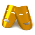 Gold theatrical masks,3d Royalty Free Stock Photo