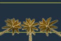Gold three palm trees with yellow neon frame