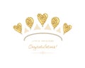 Gold tiara icon made of glitter balloons. Cute template for girls birthday, baby shower celebration. Isolated. Vector