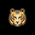 Gold Tiger logo design. Vector golden logotype style. Happy new year 2022