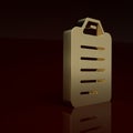 Gold To do list or planning icon isolated on brown background. Minimalism concept. 3D render illustration Royalty Free Stock Photo