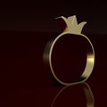 Gold Tomato icon isolated on brown background. Minimalism concept. 3D render illustration