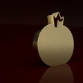 Gold Tomato icon isolated on brown background. Minimalism concept. 3D render illustration