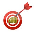 Gold top ten target and dart illustration design Royalty Free Stock Photo
