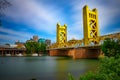 Gold Tower Bridge and Sacramento River in Sacramento, California Royalty Free Stock Photo