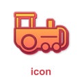 Gold Toy train icon isolated on white background. Vector Royalty Free Stock Photo