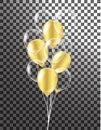 Gold transparent balloon on background balloons, vector illustration. Confetti and ribbons, Celebration background template with Royalty Free Stock Photo