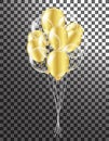 Gold transparent balloon on background balloons, vector illustration. Confetti and ribbons, Celebration background template with Royalty Free Stock Photo