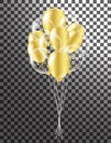 Gold transparent balloon on background balloons, vector illustration. Confetti and ribbons, Celebration background template with