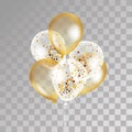 Gold transparent balloons on background. Royalty Free Stock Photo