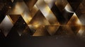 Gold triangle shapes polygonal geometric mosaic grid abstract and waves background, generative AI Royalty Free Stock Photo