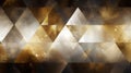 Gold triangle shapes polygonal geometric mosaic grid abstract and waves background, generative AI Royalty Free Stock Photo