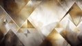 Gold triangle shapes polygonal geometric mosaic grid abstract and waves background, generative AI Royalty Free Stock Photo