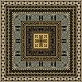 Gold tribal ethnic greek style square frames and borders seamless pattern. Vector ornamental background. Repeat Geometric modern Royalty Free Stock Photo