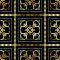 Gold tribal ethnic style plaid seamless pattern. Vector striped tartan background. Abstract checkered backdrop