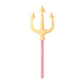 Gold Trident with Pink Handle on White Background Royalty Free Stock Photo
