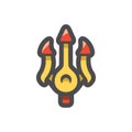 Gold Trident weapon Vector icon Cartoon illustration. Royalty Free Stock Photo