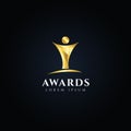 Gold Trophy Awards Logo Design Symbol Icon