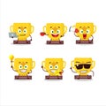 Gold trophy cartoon character with various types of business emoticons Royalty Free Stock Photo