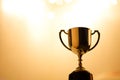 Gold Trophy competition in the dark Royalty Free Stock Photo