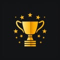 a gold trophy cup on a black background Royalty Free Stock Photo