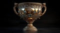 A gold trophy cup on a black background Royalty Free Stock Photo