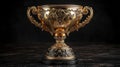 A gold trophy cup on a black background Royalty Free Stock Photo