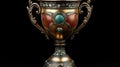 A gold trophy cup on a black background Royalty Free Stock Photo