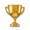 A gold trophy cup features a large question mark on its front. The cup has a classic Royalty Free Stock Photo