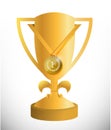 Gold trophy cup and medal illustration Royalty Free Stock Photo