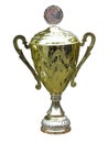 Gold trophy cup pedestal with blank space isolated Royalty Free Stock Photo