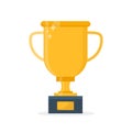 Gold trophy cup.Vector flat cartoon Royalty Free Stock Photo