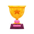 Gold trophy cup vector illustration design template elements, cartoon gold thropy prize Royalty Free Stock Photo