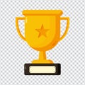 Gold trophy icon on transparent background Royalty Free Stock Photo