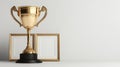 Gold Trophy between Two Empty Picture Frames Royalty Free Stock Photo
