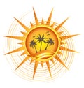 Gold tropical sun logo Royalty Free Stock Photo