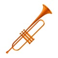 Gold trumpet icon, cartoon style