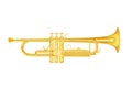 Gold trumpet instrument on white background.