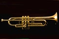 Gold trumpet isolated on black background Royalty Free Stock Photo